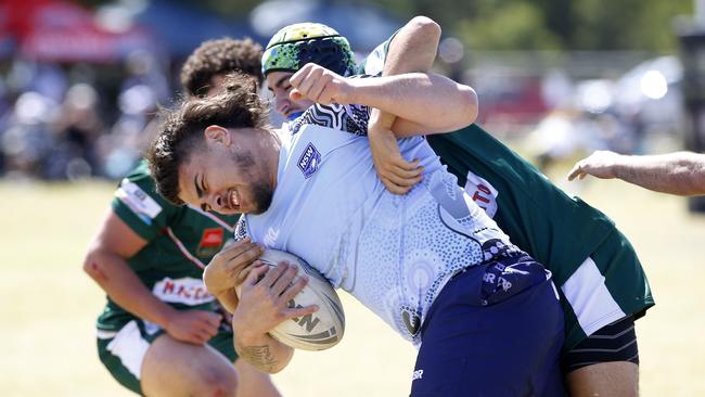 Tyrell Mitchell from NSW Indigenous. Under 18 Boys NSW Indigenous v Lebanon. Harmony Nines Rugby League. Picture: John Appleyard