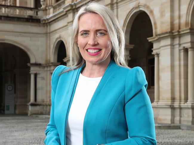 Minister Kate Jones outside Parliament House, after announcing she will not contest the October 31 state election, quitting State Parliament, Brisbane. Photographer: Liam Kidston