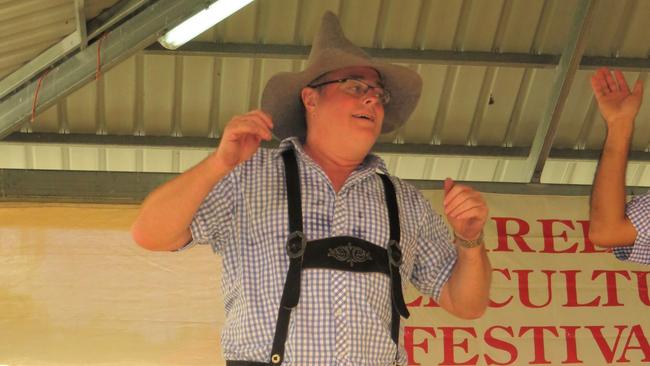 Adrian Gover, of Cairns, dancing with the Edelweiss Dance Group, performers of German-style dances at the Multicultural festival. Picture: David Anthony