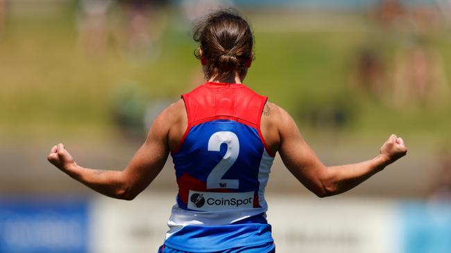 Ellie Blackburn celebrates a goal in style. Picture: Getty Images