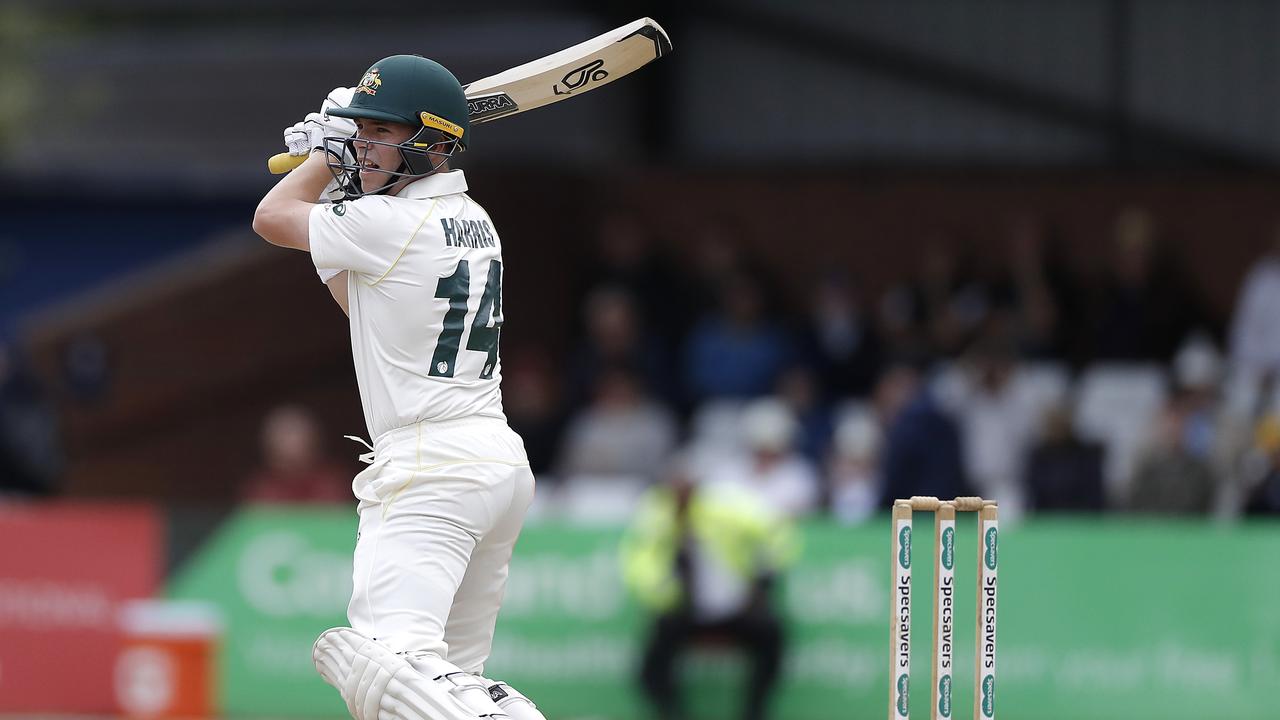 Marcus Harris scored an unbeaten fifty on day one against Derbyshire.