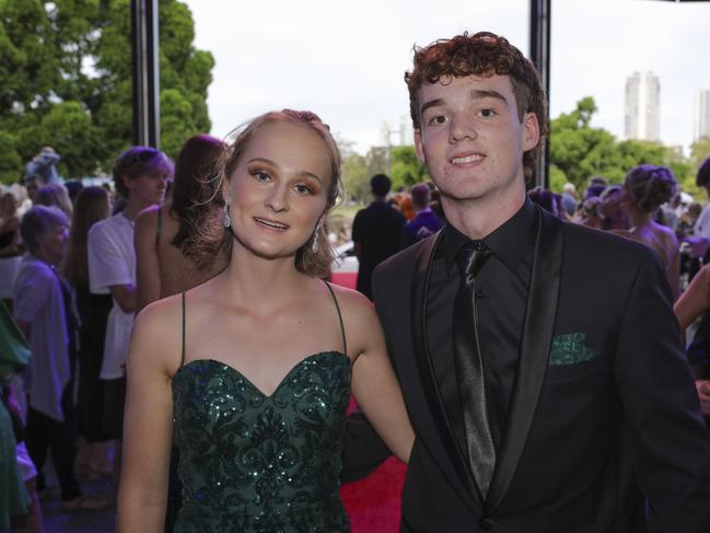 Olivia Thiesfield and Jack Perkins at the Coomera Anglican College Formal at HOTA. Picture: Marcelo Lang.