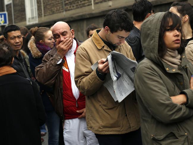 Giving back ... People line up to give blood at the St Louis hospital across the street from the Petit Cambodge restaurant in Paris.  Picture:  AP