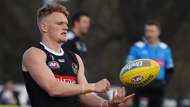 Adam Treloar says celebration drinks last weekend were restricted to water and Gatorade. Picture: AAP