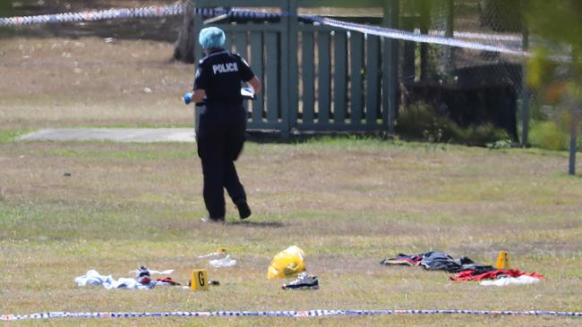 Police at the scene of a Zillmere murder last month. Picture: Peter Wallis