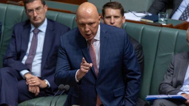 Opposition leader Peter Dutton fired up during Question Time. Picture: Gary Ramage/NCA NewsWire