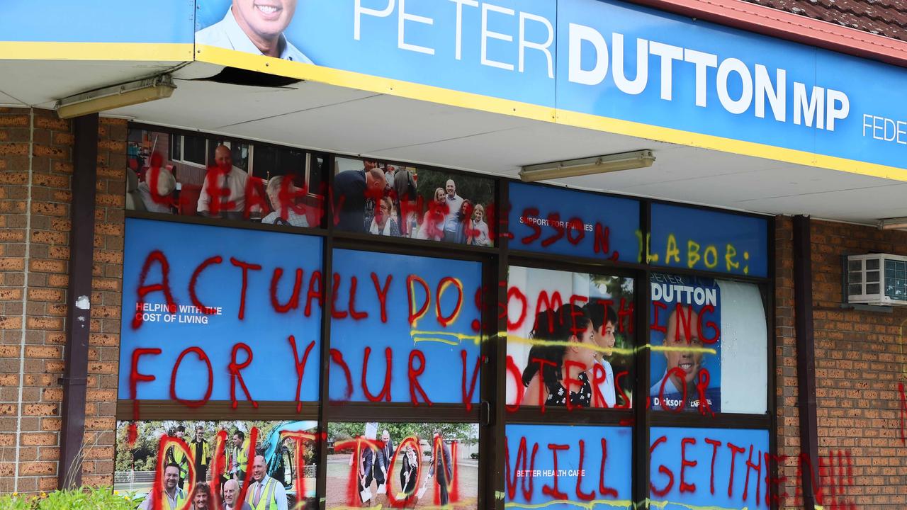 ‘No sense’: Vandals target Dutton’s office