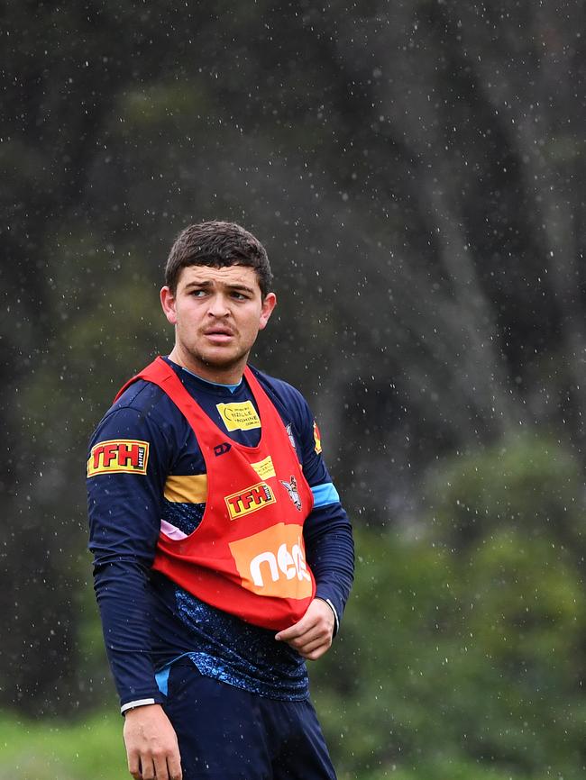 Ashley Taylor is seen during the Gold Coast Titans training session on the Gold Coast, Wednesday, June 26, 2019. (AAP Image/Dave Hunt)