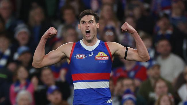 Sam Darcy enjoys a goal. Picture: Daniel Pockett/Getty Images