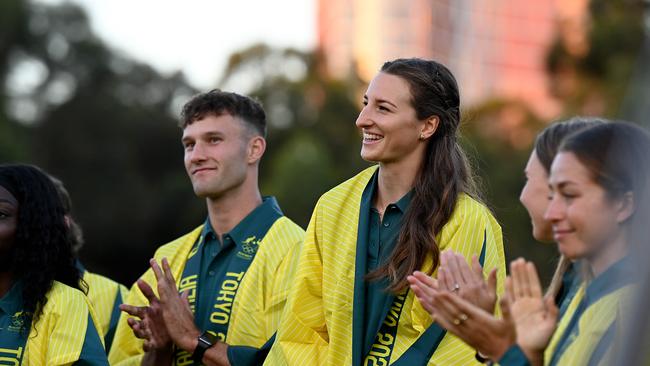 High jumper Nicola McDermott at the announcement of the Australian track and Field team in Sydney this year Picture: NCA NewsWire/Bianca De Marchi