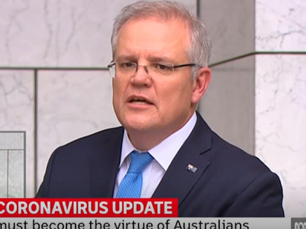 Scott Morrison at speaking at the press conference this afternoon. Picture: ABC