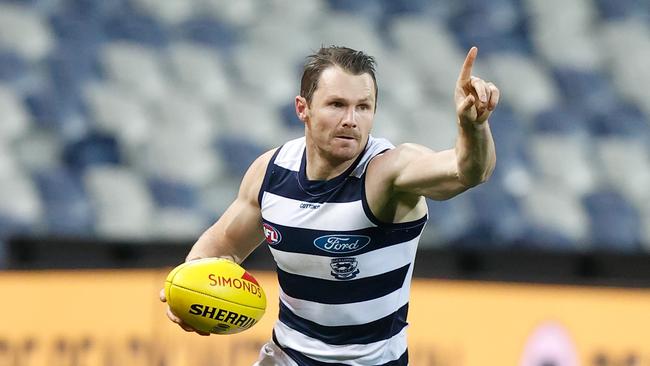 It’s time for Patrick Dangerfield to put on the cape. Picture: Michael Willson/AFL Photos via Getty Images