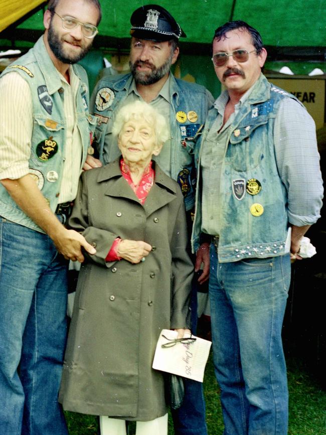 Monte Punshon celebrating Gay Day 1985 with motorcycle club members. Picture: Jay Watchorn, Australian Queer Archives (AQuA)