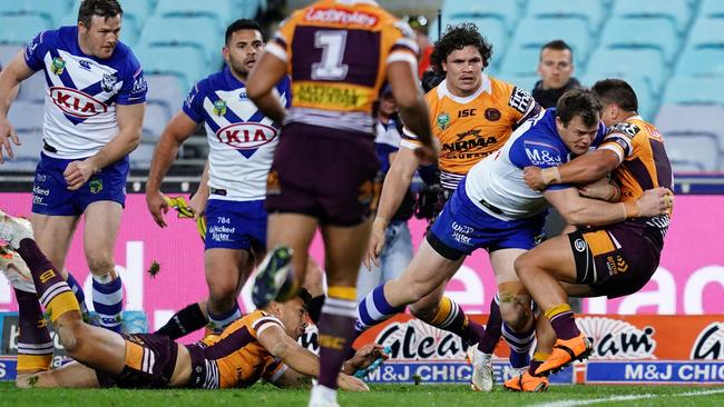 There was no stopping Josh Morris for his try. (Cameron Spencer/Getty Images)