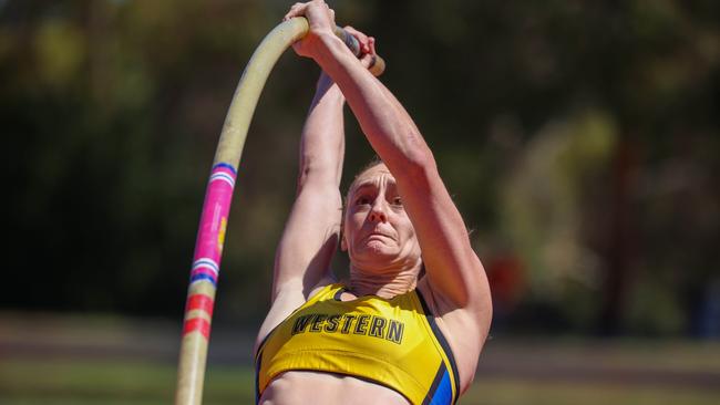 Jamie Scroop is back pole vaulting and looks to be in top form. Picture: Russell Millard