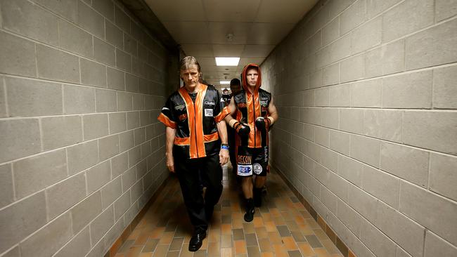 Glenn Rushton and Horn before the Rico Mueller fight last October. Horn won by TKO. Picture: Marc Robertson