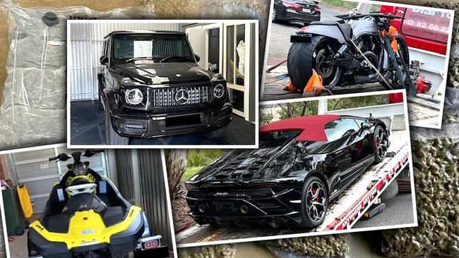 A Mercedes-Benz G-Class and a Lamborghini were among luxury cars seized.