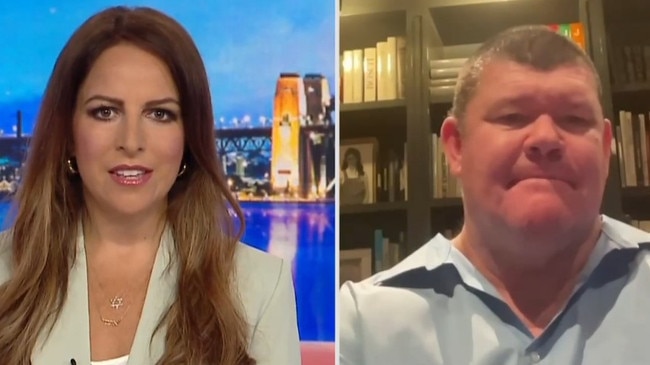 James Packer spoke to Sky News’ Sharri Markson about his disgust in the rise in anti-Semitism across the country. Picture: Sky News