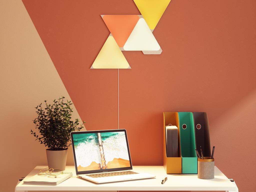 The Nanoleaf Triangles are interactive lights you mount on the wall and control with a smartphone. Picture: Supplied