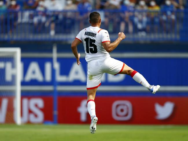 Melbourne City’s Andrew Nabbout celebrates scoring against BG Pathum United. Picture: Thananuwat Srirasant/Getty Images