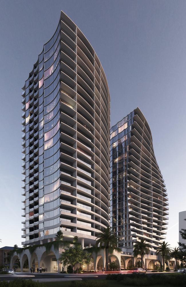 Artist impressions of a five-star hotel proposed for a Burleigh Heads site by developer Ross Nielson.