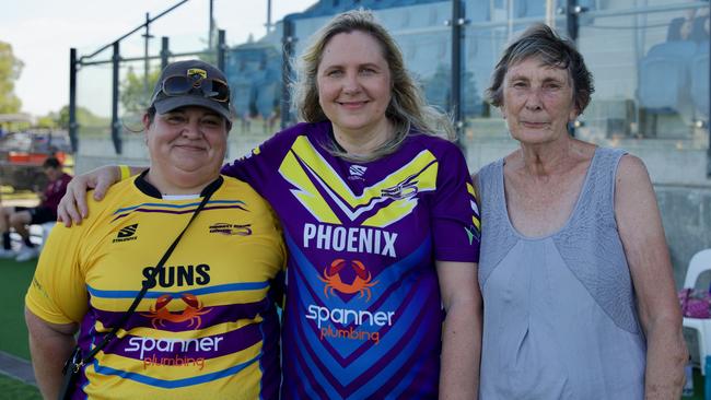 Kristy Bignell, Danielle Tarsk (Connect Rugby League founder) and Diane Lenord at Sunshine Coast Stadium on Sunday, February 12, 2023. Picture: Katrina Lezaic