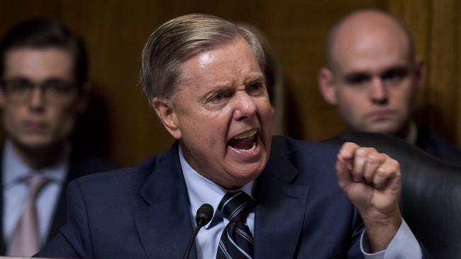 Senator Lindsey Graham unleashed at Democrats in his defence of Judge Brett Kavanaugh. Picture: AP