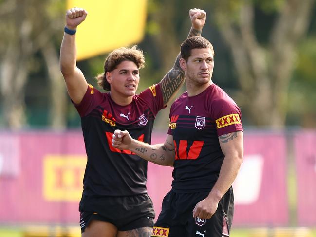 (L-R) Reece Walsh and Kalyn Ponga are lethal in attack but can they defend in the middle? Picture: Getty Images