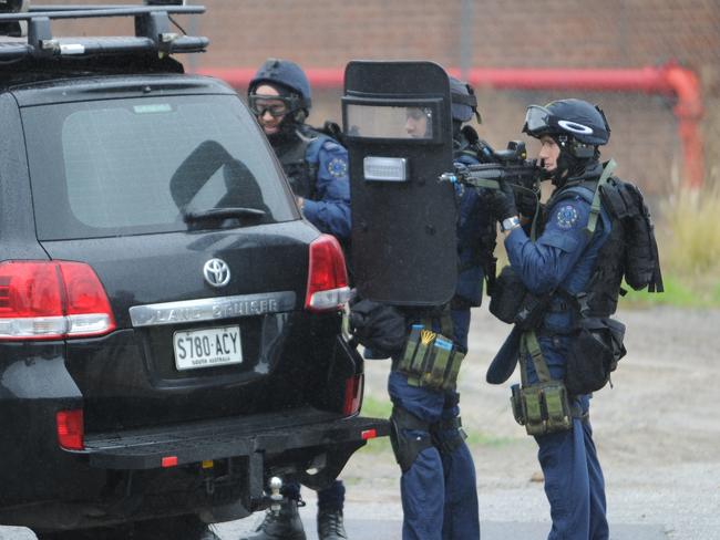 STAR Group police at Railway Terrace, Mile End as part of counter-terrorism exercise Mercury 10.