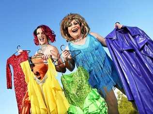 Drag queens Melony Brests and Sall Monalla. Picture: Patrick Woods