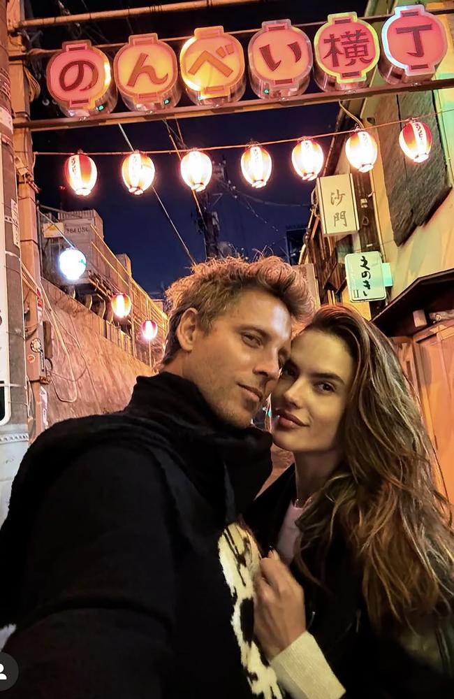 Aussie jewellery designer Buck Palmer with supermodel girlfriend Alessandra Ambrosio travelling Japan together. Instagram,