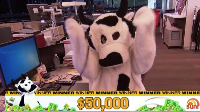 A Qantas flight hostess, who has been stood down due to COVID-19, won $50,000 on Sunrise yesterday. Picture: Channel 7