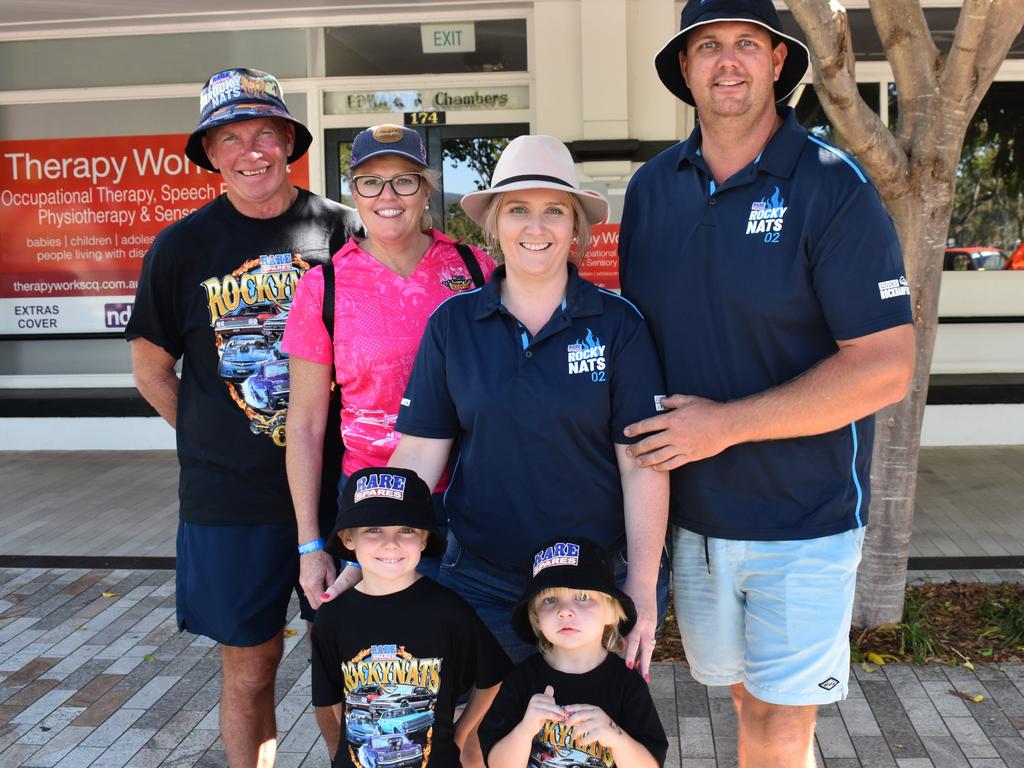 Danny Ryan and Jo Ryan with Leticia, Travis, Lachlan and Miles Wise at day three of Rockynats 2022.