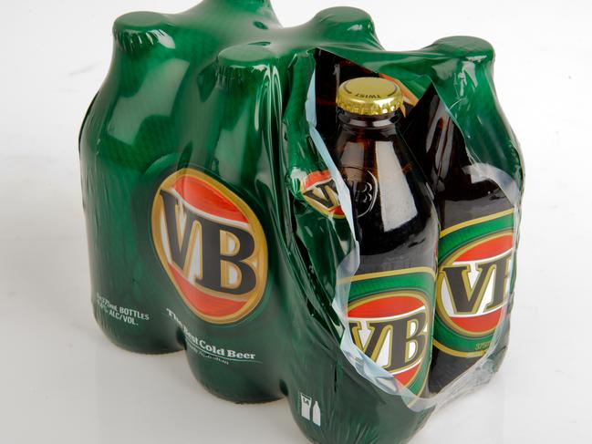 VB six-pack of beer. Victoria Bitter. Beer. Stubbies.