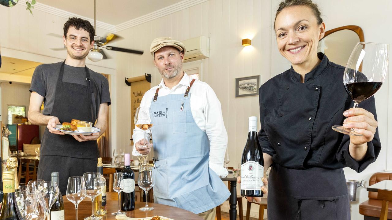 Harry Davies, Arvid Noack and Selma Pourbaix at Haig Rd. Bistro. Picture: Richard Walker