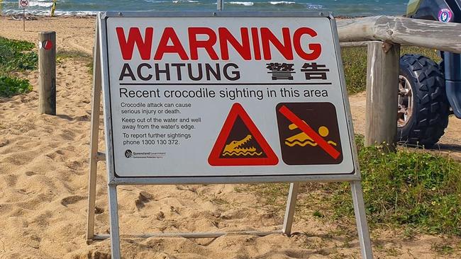 A crocodile has been spotted swimming at Mackay Harbour.