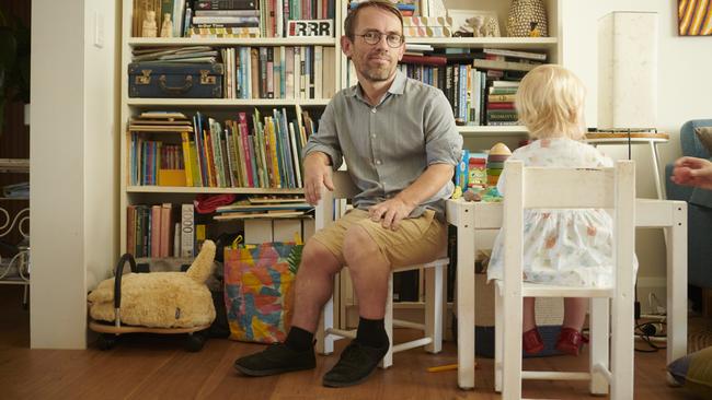 Lawyer and disability advocate Sam Drummond with his daughter Gwendoline. Picture: Josh Robenstone