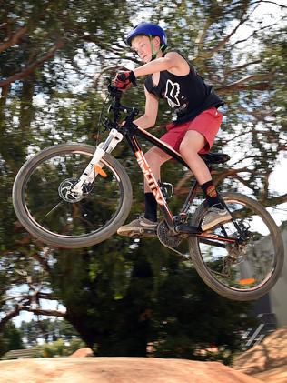 A pump track rider in Melbourne. Picture: Jason Sammon.
