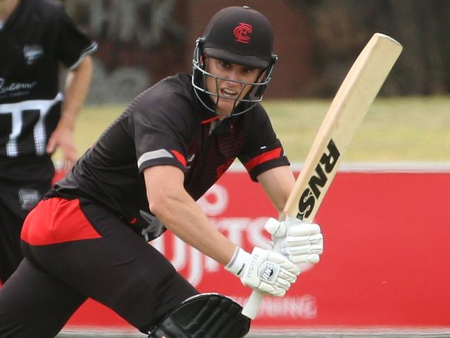 Premier Cricket: Essendon v Camberwell Magpies: James Seymour of Essendon of batting Saturday, February 27, 2021, in Essendon, Victoria, Australia. Picture: Hamish Blair