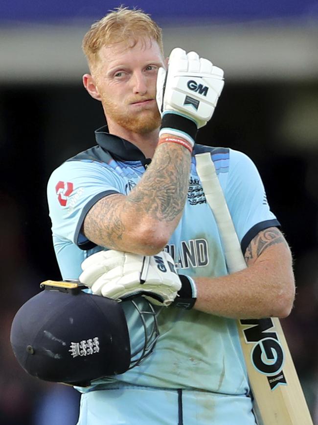 Stokes at the end of the England innings. Picture: AP