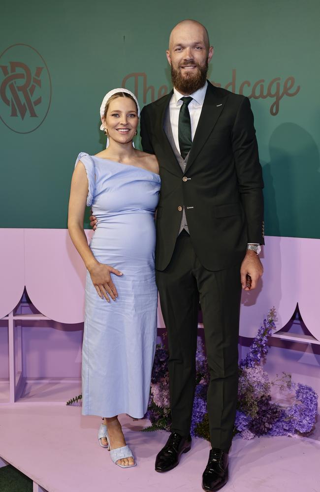 Jessica Gawn and Max Gawn pose for a photo during 2023 Oaks Day at Flemington Racecourse. Picture: Sam Tabone/Getty Images