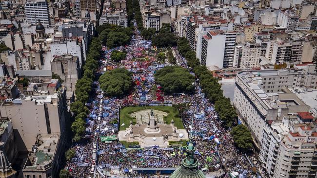 Some 80,000 gathered in Buenos Aires, according to the police, while protesters put the number at half a million. Picture: Getty Images