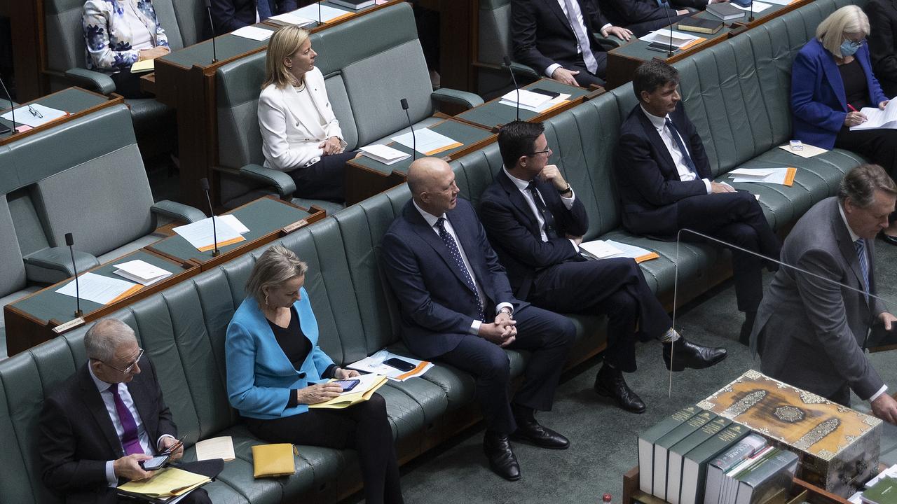 Karen Andrews was the only member of the frontbench to be masked up. Picture: NCA NewsWire / Gary Ramage