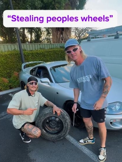 Their pranks include pretending to steal people’s car tires. Picture: @those_fellasss