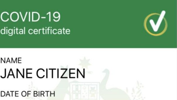 A sample of an Australian government Covid-19 digital vaccine certificate.