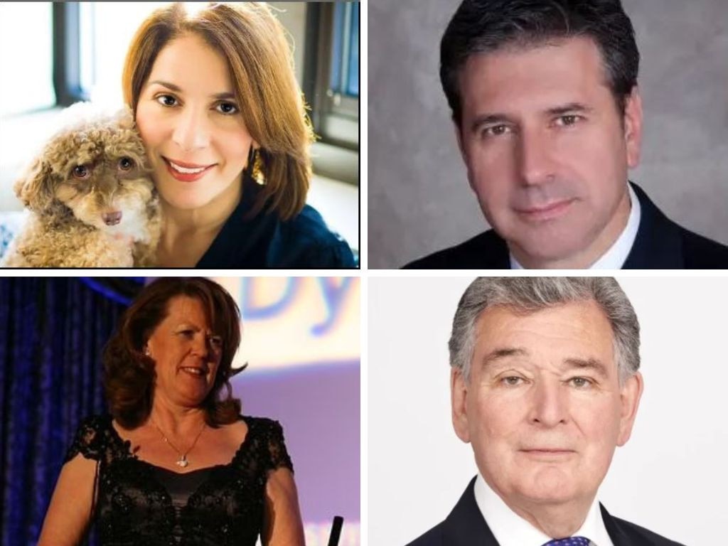 Law firm partner Chris Morvillo and his jewellery designer wife Neda (top row) and Morgan Stanley boss Jonathon Bloomer (bottom row) are understood to have been pulled from the shipwreck.