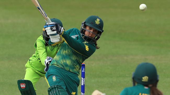 Shabnim Ismail during the ICC Women's World Cup group match against Pakistan.