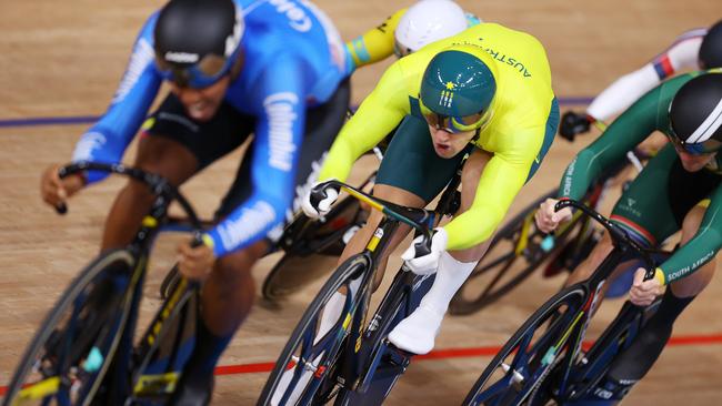 Matthew Glaetzer hits his straps at the velodrome on Saturday. Picture: Tim de Waele/Getty Images)