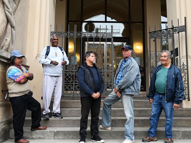 Elders of the Gimuy Walubara Yidinji mob from Cairns in Munich. The German city host a series of repatriations this month, returning a total of 53 remains. Picture: AFP