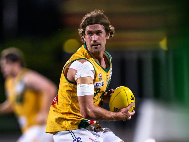 Connor West playing for St Mary's in the 2024-25 NTFL season. Picture: Patch Clapp / AFLNT Media